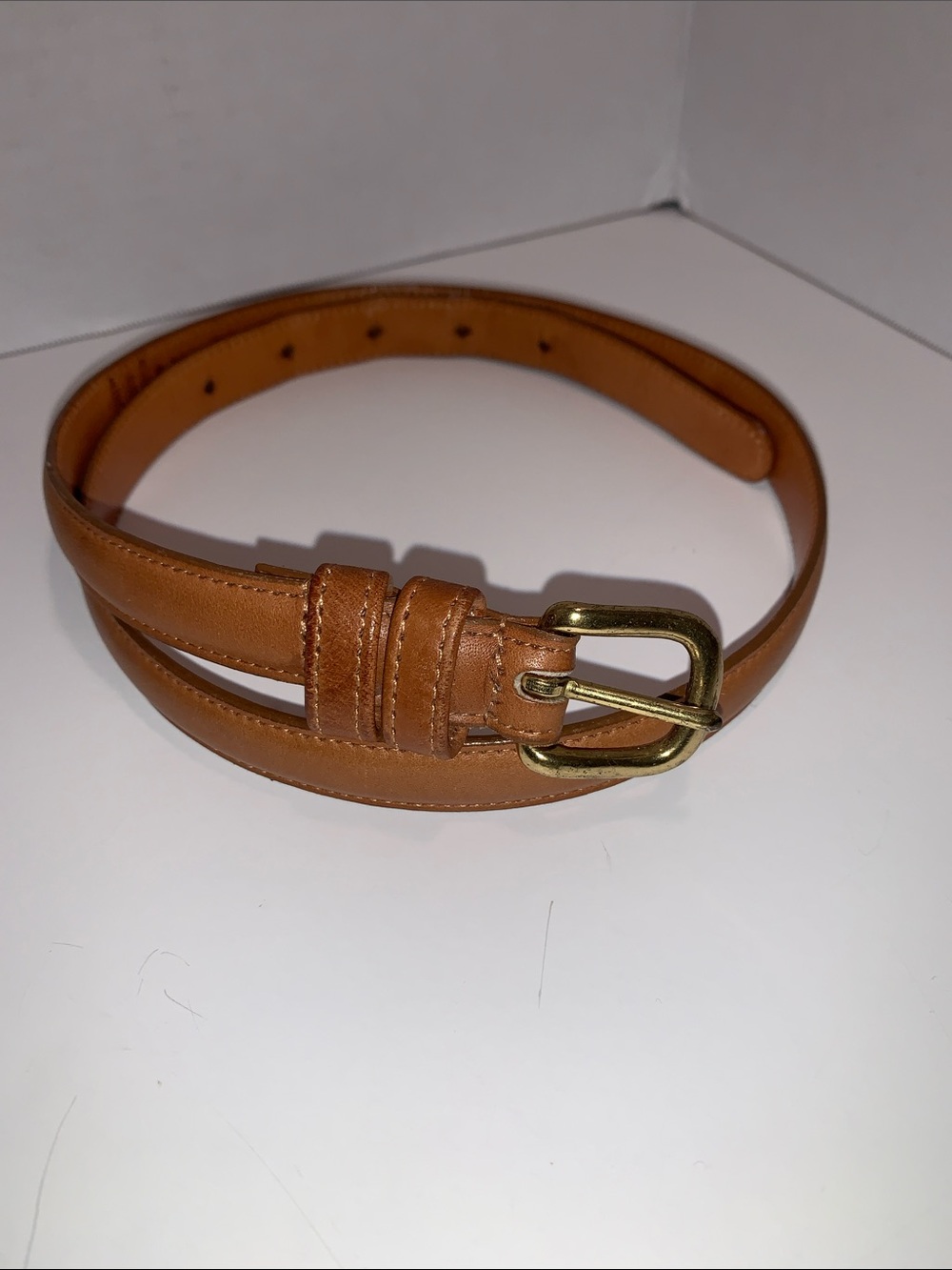 Coach Cognac Leather Belt with Gold Buckle